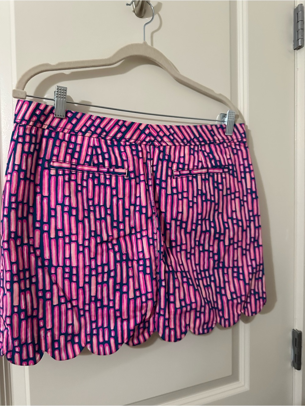 Lilly Pulitzer Pink & Navy Geometric Scallop Hem Mini Skirt